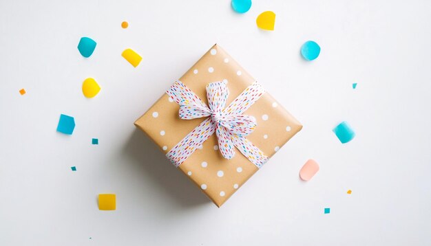 Photo a birthday gift box wrapped on a white background