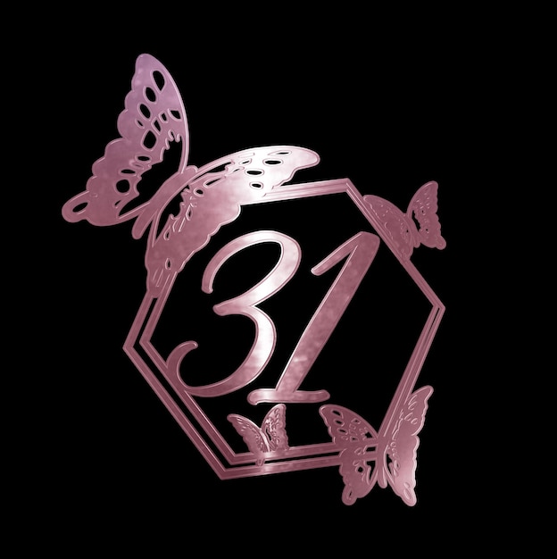 birthday illustration party celebration age rose gold metallic numbers