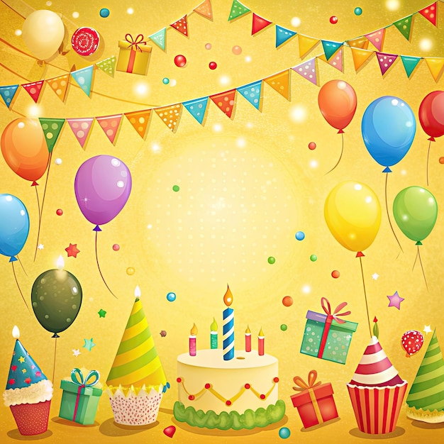 birthday party background on yellow