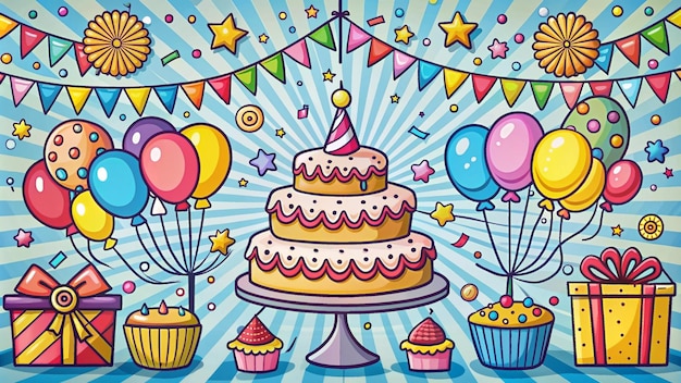 Birthday party cartoon illustration