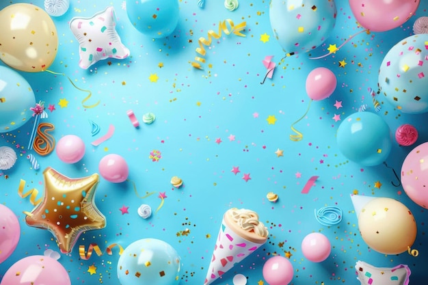 Birthday Party Decor with Balloons and Confetti