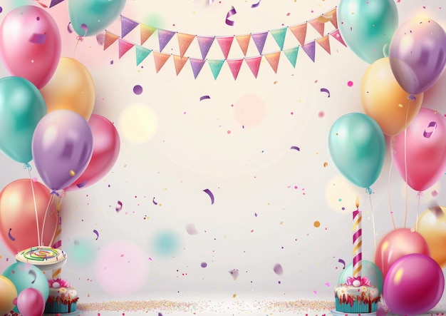 Birthday Party Invitation Card Background in Photorealistic Style