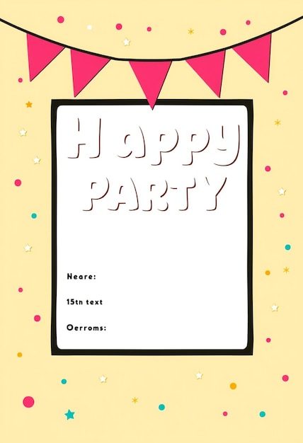 Photo birthday party invitations card with empty space for text