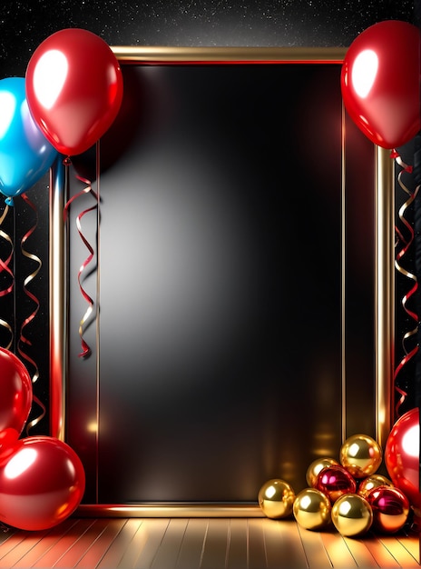 birthday party poster design banner copyspace party background balloons champagne cake