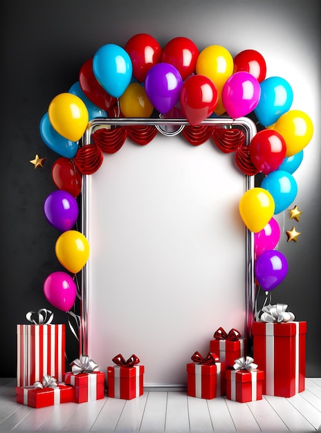 birthday party poster design banner copyspace party background balloons champagne cake