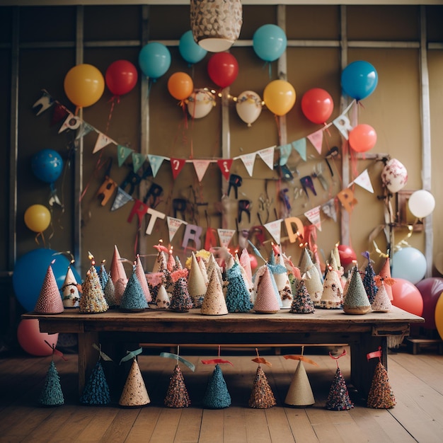 Photo a birthday party with balloons and a banner that says quot night quot