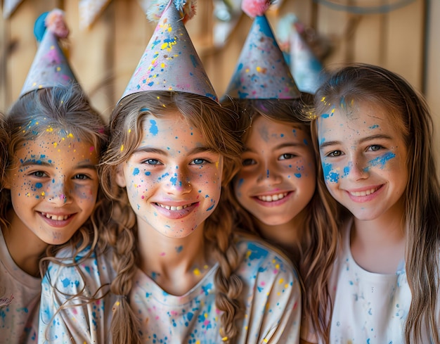 Birthday party with colour powder presents birthday