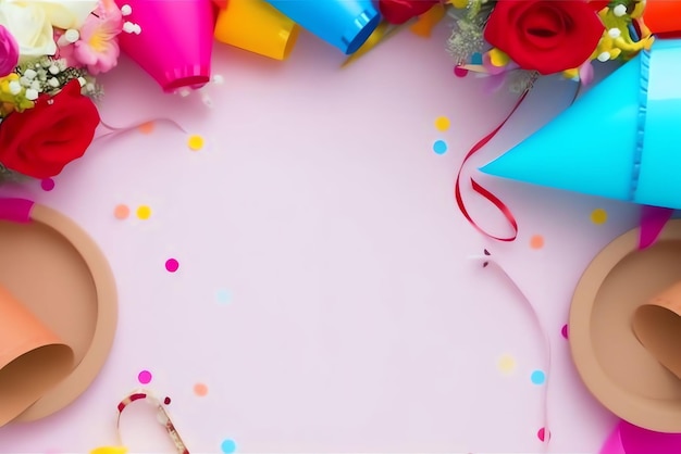 A birthday party with a hat and confetti