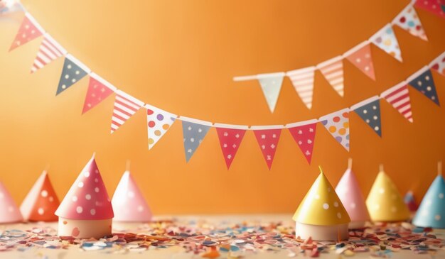 Photo a birthday party with a party hat and a party hat