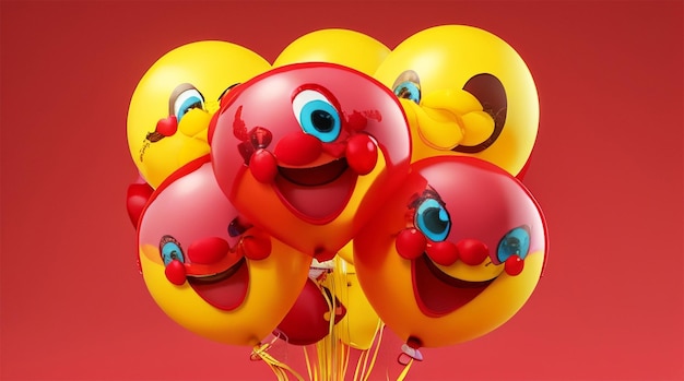 Birthday smiley bouquet red and yellow balloons design