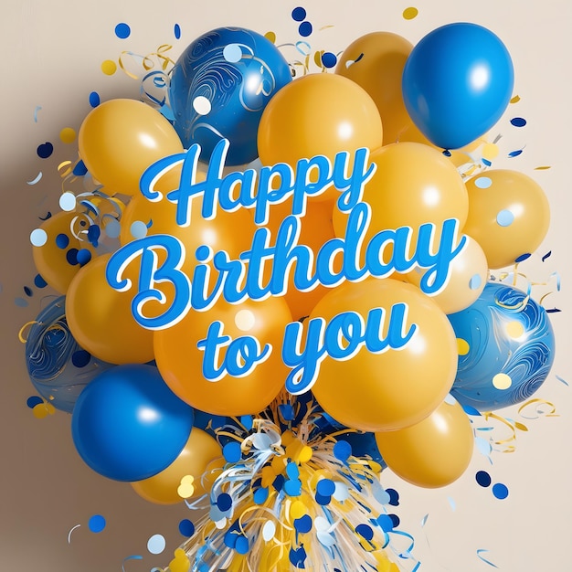 Birthday vector banner template Happy birthday to you text with gifts and balloon decoration