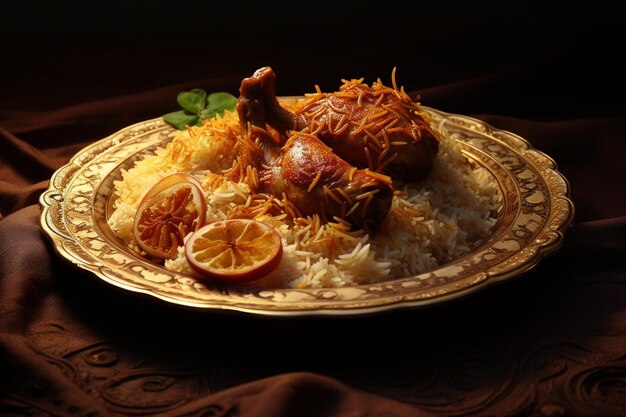 Photo biryani with chicken and spices