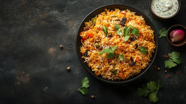 Photo biryani with raita background