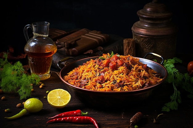 Biryani with Tangy Tamarind Drizzle