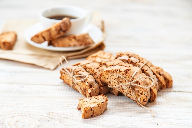 Biscotti on the table for tea Selective focus