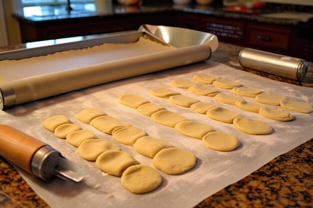 Biscuit dough rolled out and ready to cut created with generative ai