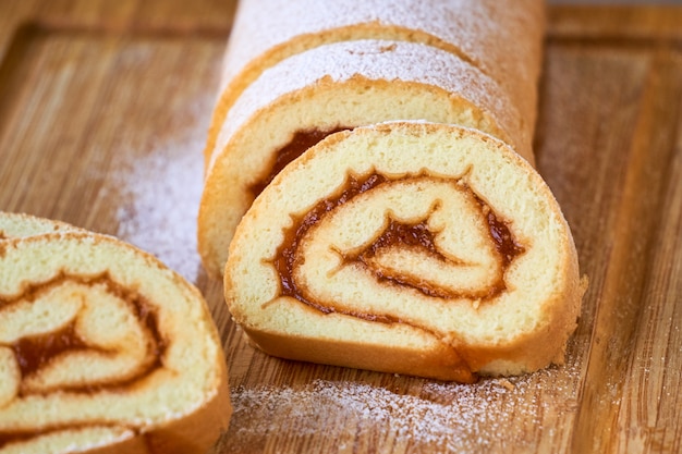 Biscuit roll with apricot jam