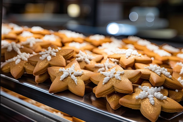 Biscuits in the form of a star on display in a bakery