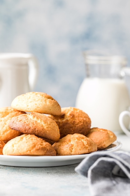 Biscuits on a grey concrete background.