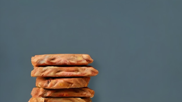 biscuits on table dark gray plant wall background