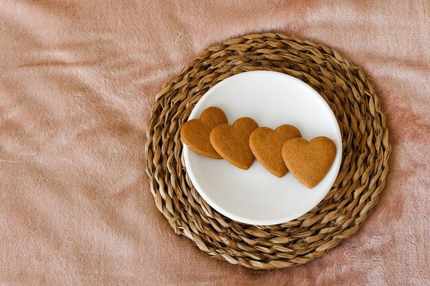 Biscuits with milk Festive breakfast on St Valentine's Day