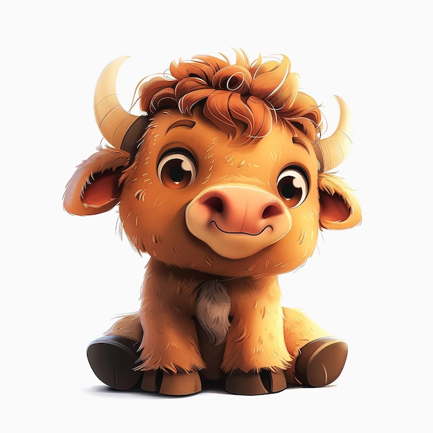 A Bison Buffalo cartoon Illustration Adorable Bison Buffalo cartoon character