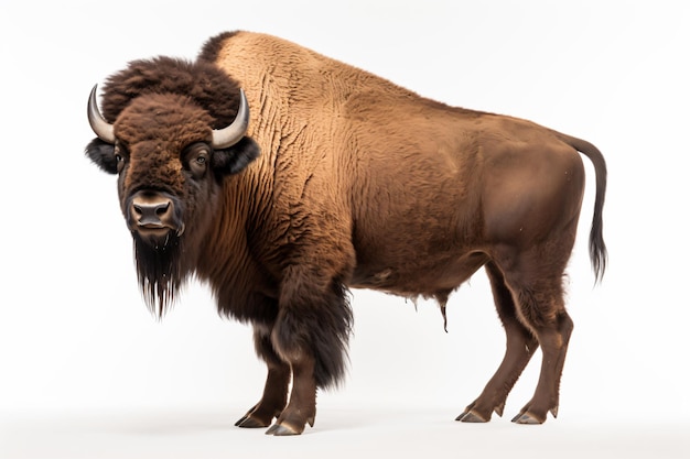 a bison standing on a white surface with a white background