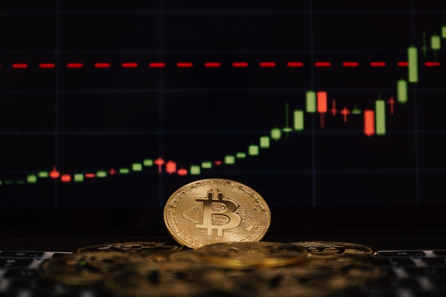 Bitcoin and background graph Risk can happen in investment or trading in cryptocurrency innovation