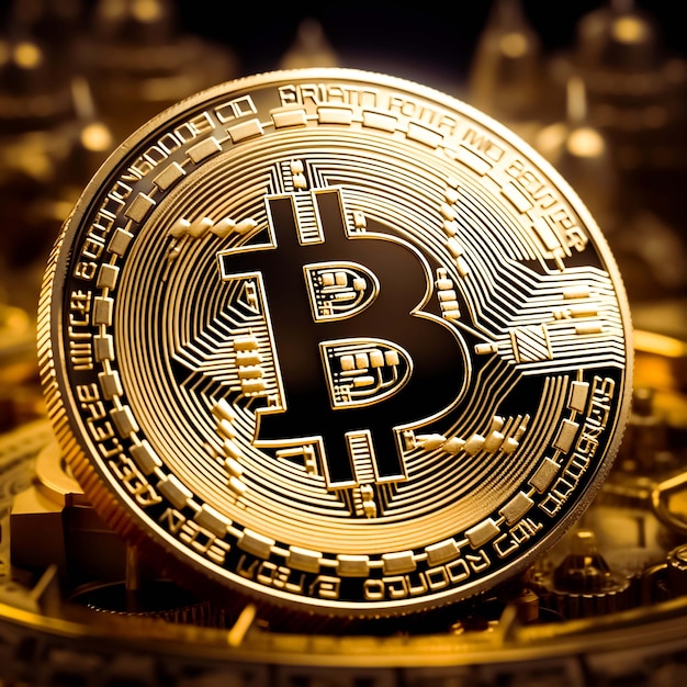 Bitcoin cryptocurrency digital money golden bitcoin symbol Coins AI generated image