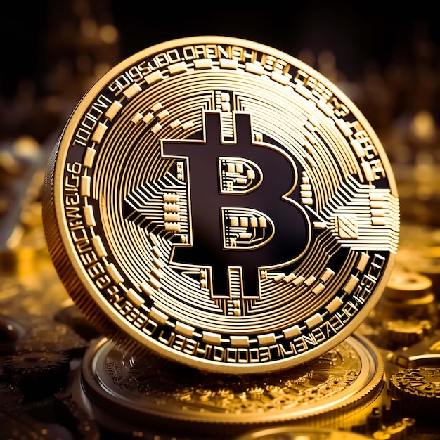 Bitcoin cryptocurrency digital money golden coin AI generated image