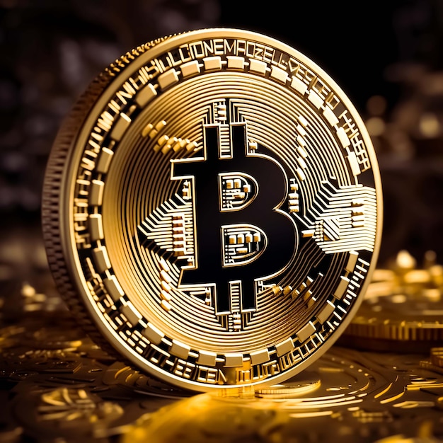 Bitcoin cryptocurrency digital money golden coin AI generated image