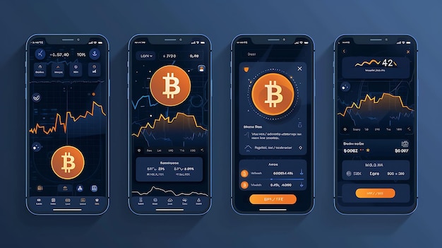 Bitcoin Cryptocurrency Trading Mobile Layout With Blue Theme Creative Idea App Background Designs