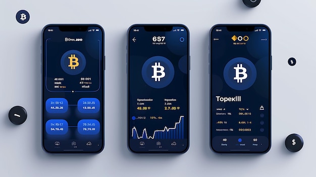 Bitcoin Cryptocurrency Trading Mobile Layout With Blue Theme Creative Idea App Background Designs