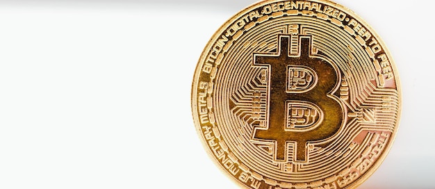 Bitcoin currency on white background Crypto investment security and strategy