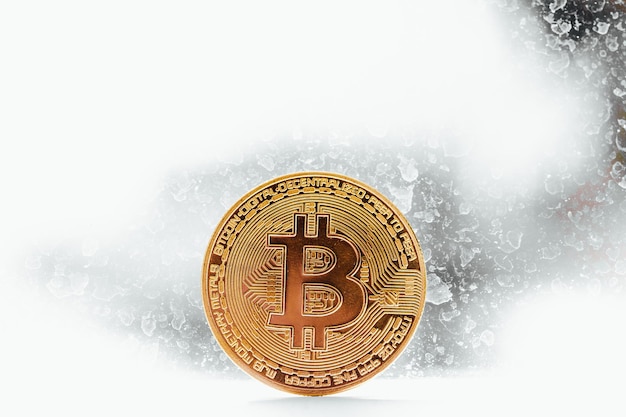 Bitcoin currency on white background Crypto investment security and strategy