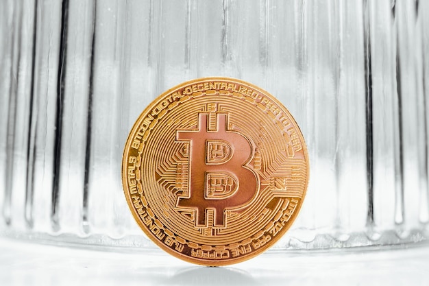 Bitcoin currency on white background Crypto investment security and strategy