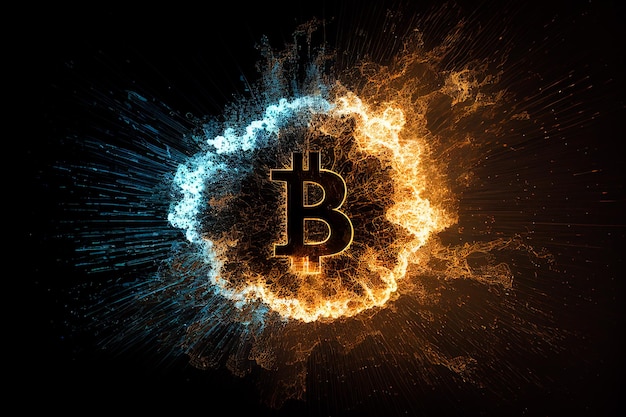 Bitcoin explosive is a cryptocurrency explodes getting destroyed like a bomb breakout Generative AI