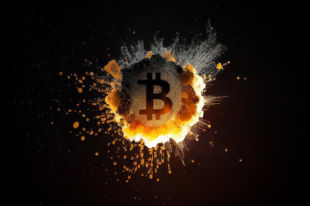 Bitcoin explosive is a cryptocurrency explodes getting destroyed like a bomb breakout Generative AI