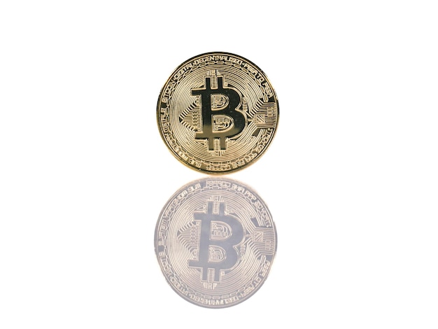 Bitcoin gold coin on white background