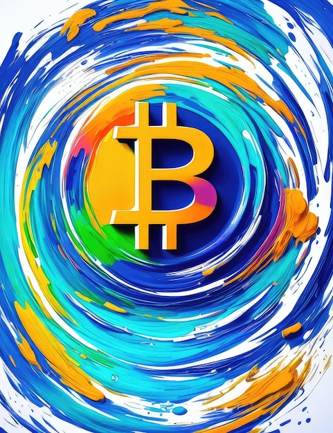 Bitcoin logo in various colors Colorful bursts Generative AI