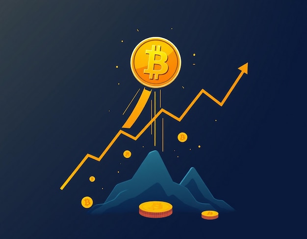 Bitcoin Price Skyrocketing Abstract Illustration with Coin and Exchange Graph