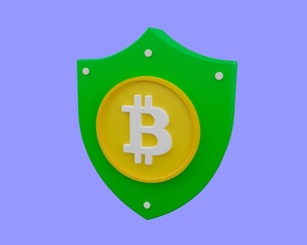 bitcoin security icon. cryptocurrency concept. 3d rendering.