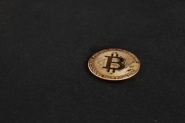 Bitcoin shiny on black background