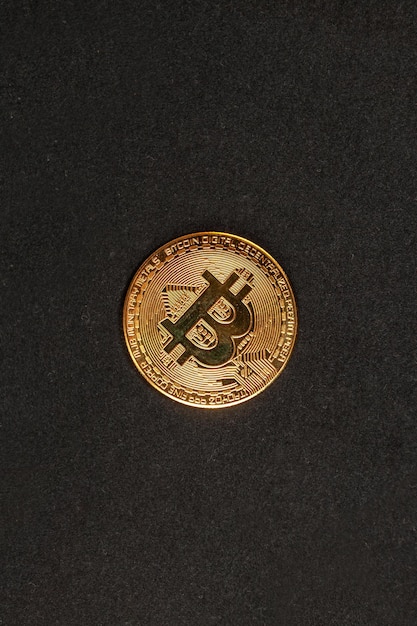 Bitcoin shiny on black background