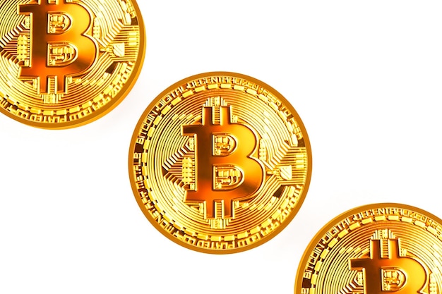 bitcoin with top view gold coin