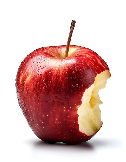 Photo bitten red apple isolated on white background