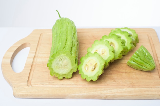 Bitter melon on white background