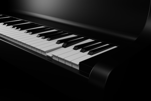 Blac piano and piano tiles rendered