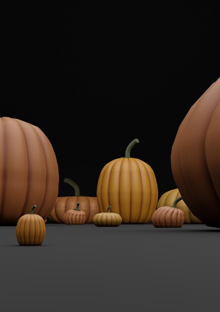 Black 3D autumn fall Halloween themed product display podium stand pumpkins photography