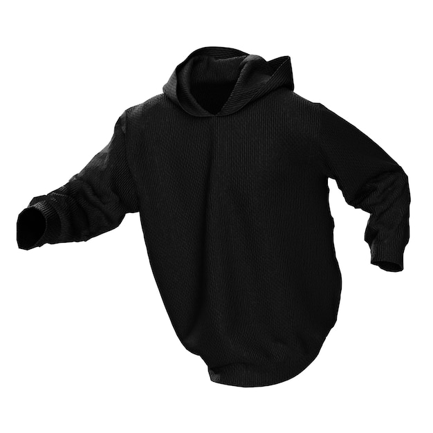 Photo black 3d hoodie mockup on white background